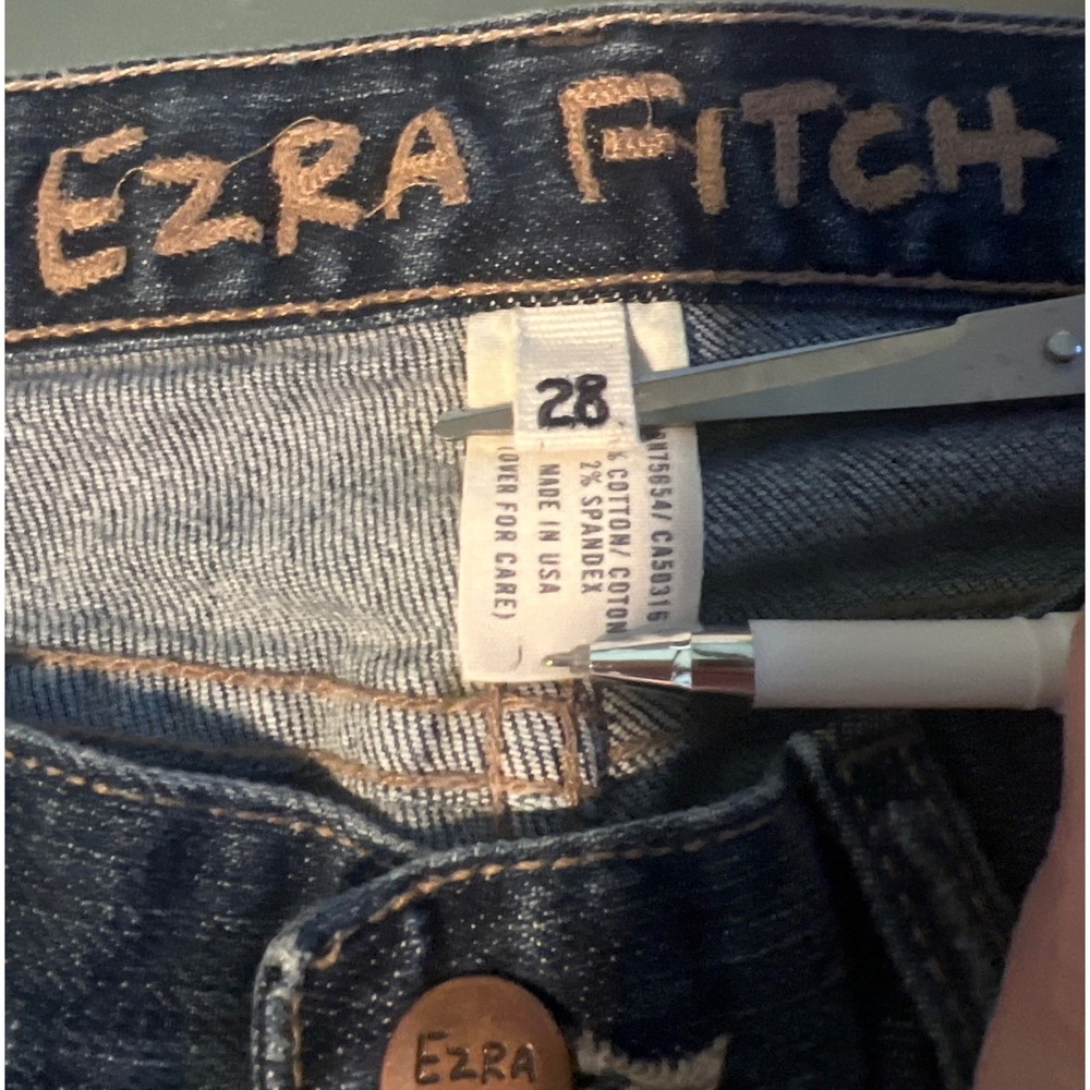 Ezra Fitch Womens 28 Medium Wash Distressed Bootcut Jeans Low Rise Made in USA